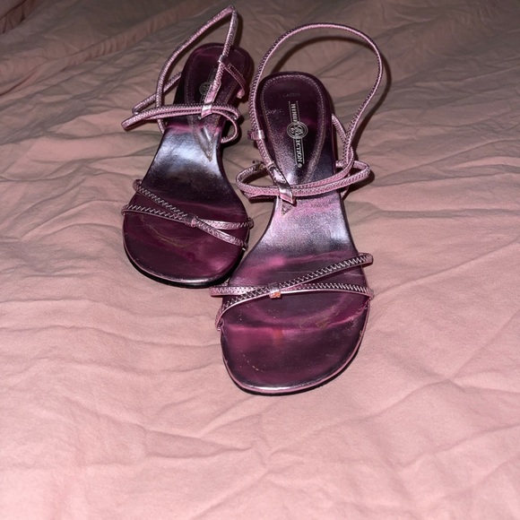 Y2K Metallic Pink Strappy Kitten Heels - Picture 1 of 3